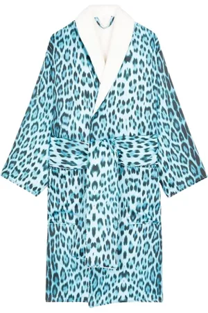 Roberto Cavalli Bielizna nocna, Mężczyzna, Niebieski, L, Szlafrok w zwierzęcy wzór