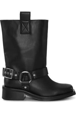 Ganni Buty, Kobieta, Czarny, 38 EU, Skóra, Botki Biker Midi