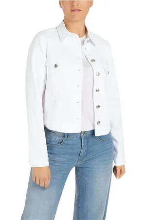 Mac Kurtki, Kobieta, Biały, S, Bawełna, Biała kurtka jeansowa slim fit