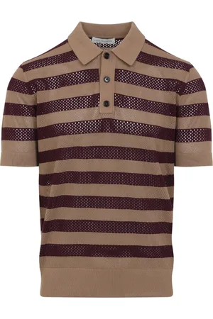 DRIES VAN NOTEN Koszulki, Mężczyzna, brązowy, S, Poliester, Mercy Stripe Polo