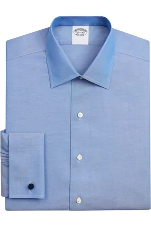 Brooks Brothers Koszule, Mężczyzna, Niebieski, M, Bawełna, Niebieska, dopasowana koszula wizytowa z bawełny Supima stretch non-iron o splocie pinpoint Oxford z kołnierzykiem Ainsley