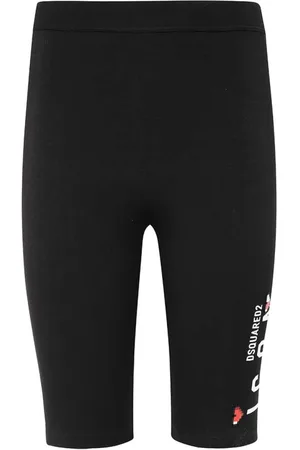 Dsquared2 Sport, Kobieta, Czarny, S, Bawełna, Bawełniane szorty z kontrastowym nadrukiem logo