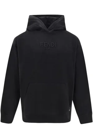 Fendi Bluzy, Mężczyzna, Czarny, M, Bawełna, Bluza z kapturem i haftowanym logo oraz kieszenią typu kangur