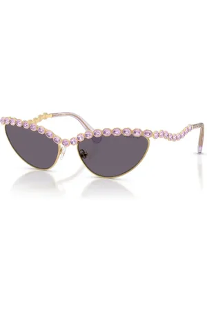 Swarovski Akcesoria, unisex, Żółty, ONE SIZE, Eleganckie okulary kocie oko z kryształami