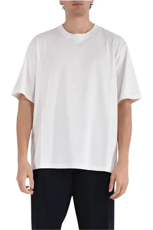 LANEUS Koszulki, Mężczyzna, Biały, M, Bawełniany t-shirt z okrągłym dekoltem