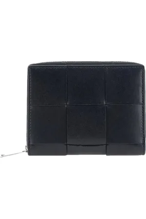 Bottega Veneta Akcesoria, Mężczyzna, Czarny, ONE SIZE, Skóra, Skórzany Portfel Zapinany na Zamek z Motywem Intreccio