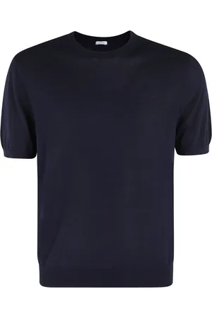 Malo Swetry, Mężczyzna, Niebieski, 3XL, Niebieski Bawełniany T-shirt Krótki Rękaw Okrągły Dekolt