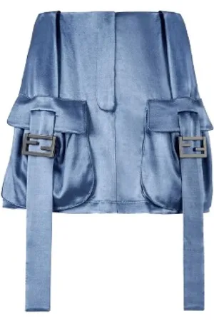 Fendi Spódnice, Kobieta, Niebieski, S, Satyna, Satynowa spódniczka mini cargo