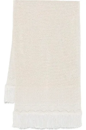 ERMANNO SCERVINO Akcesoria, Kobieta, Beżowy, ONE SIZE, Bawełna, Połyskujący dziergany szal z frędzlami
