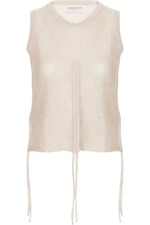 ERMANNO SCERVINO Koszulki, Kobieta, Beżowy, M, Neutralny Top Bez Rękawów