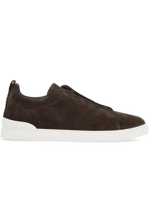 Ermenegildo Zegna Buty, Mężczyzna, brązowy, 42 EU, Zamsz, Wsuwane sneakersy z zamszu Triple Stitch