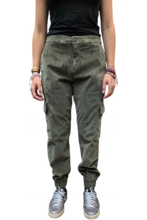 Masons Jeansy, Kobieta, Zielony, S, Bawełna, Khaki Corduroy Cargo Pants