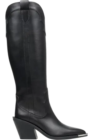Estro Buty, Kobieta, Czarny, 37 EU, Skóra, Wysokie Czarne Kowbojki