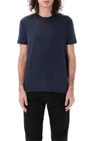 Tom Ford Koszulki, Mężczyzna, Niebieski, L, Podstawowy T-shirt z krótkim rękawem Ink