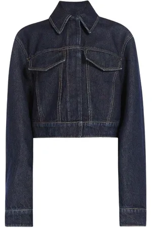 Sportmax Kurtki, Kobieta, Niebieski, XS, Bawełna, Krótka kurtka jeansowa