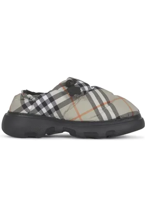 Burberry Buty, Mężczyzna, Wielobarwność, 42 EU, Poliester, Pikowane Klapki Equestrian z Nadrukiem w Kratę