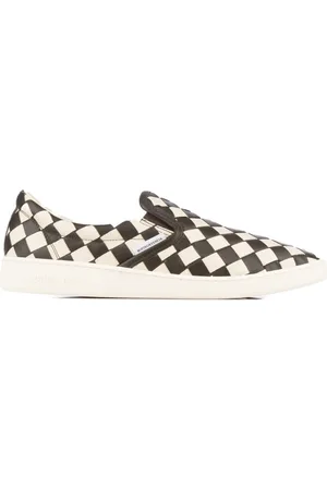 Bottega Veneta Buty, Mężczyzna, Czarny, 39 EU, Skóra, Wsuwane sneakersy Sawyer z wzorem w kratę