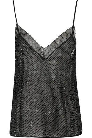 Elisabetta Franchi Koszulki, Kobieta, Czarny, S, Poliester, Haftowany Top Bez Rękawów