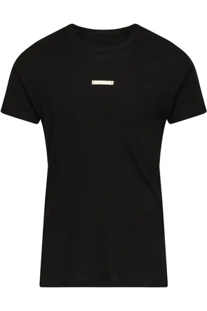 Maison Margiela Koszulki, Mężczyzna, Czarny, M, Bawełna, Prążkowany T-shirt z okrągłym dekoltem