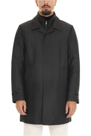 FAY Płaszcze, Mężczyzna, Czarny, 2XL, Nylon, Nylonowa kurtka z logo, zapięciem i kieszeniami