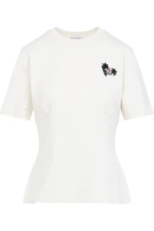 Moncler Koszulki, Kobieta, Biały, S, Elegancki T-shirt w kolorze Nude