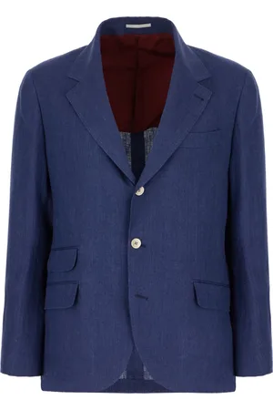 Brunello Cucinelli Kurtki, Mężczyzna, Niebieski, M, Len, Cavallo Blazer