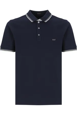 FAY Koszulki, Mężczyzna, Niebieski, XL, Bawełna, Niebieska koszulka polo z haftowanym logo