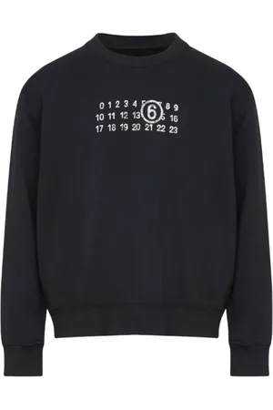 Maison Margiela Bluzy, Mężczyzna, Czarny, M, Graficzny Sweter z Okrągłym Dekoltem Czarny