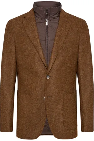 Boggi Milano Kurtki, Mężczyzna, brązowy, 3XL, Wełna, Wełniana kurtka z odpinanym kołnierzem