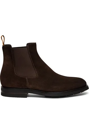 santoni Buty, Mężczyzna, brązowy, 42 1/2 EU, Zamsz, Botki Chelsea z miękkiego zamszu
