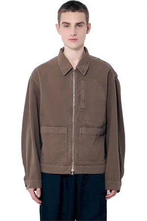 DRIES VAN NOTEN Kurtki, Mężczyzna, Beżowy, L, Bawełna, Klasyczna kurtka zapinana na zamek błyskawiczny z przodu