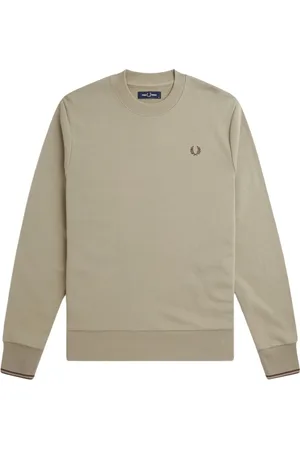 Fred Perry Bluzy, Mężczyzna, Beżowy, 2XL, Logo Crewneck Sweatshirt