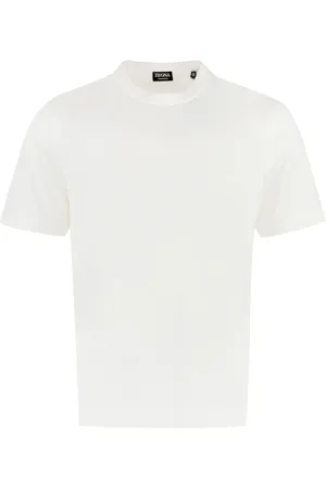 Ermenegildo Zegna Koszulki, Mężczyzna, Beżowy, 2XL, Bawełna, T-shirt z mieszanki jedwabiu i bawełny z prążkowanym dekoltem