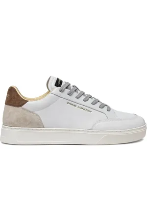 Crime london Buty, Mężczyzna, Biały, 45 EU, Zamsz, Biała skórzana trampka z kremowymi detalami