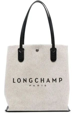Longchamp Torebki, Kobieta, Biały, ONE SIZE, Bawełna, Biało-beżowa torba typu tote z logo