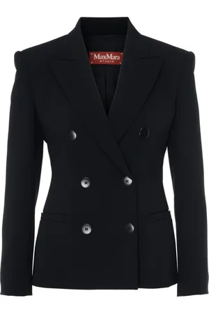 Max Mara Kurtki, Kobieta, Czarny, S, Wełna, Elegancka marynarka sukienkowa Chic KEY