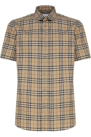 Burberry Koszule, Mężczyzna, Beżowy, M, Bawełna, Koszula z Krótkim Rękawem w Stylu Vintage Check