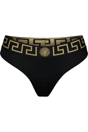 VERSACE Stroje kąpielowe, Kobieta, Czarny, L, Medusa Greca Bikini Dolna Część