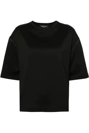 Fabiana Filippi Koszulki, Kobieta, Czarny, S, Bawełna, Czarne T-shirty i Polo