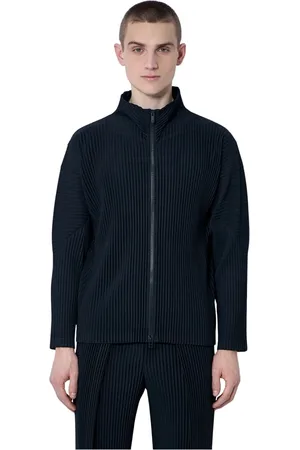 Issey Miyake Bluzy, Mężczyzna, Czarny, XL, Plisowana Koszula z Zamkiem