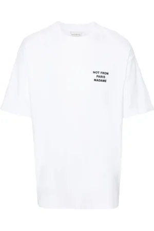 Drôle de Monsieur Koszulki, Mężczyzna, Biały, L, Bawełna, Biała koszulka T-shirt z nadrukiem sloganu
