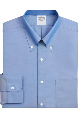 Brooks Brothers Koszule, Mężczyzna, Niebieski, XS, Bawełna, Elastyczna koszula wizytowa z bawełny Supima Non-Iron Pinpoint Oxford z kołnierzykiem zapinanym na guziki