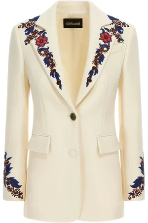 Roberto Cavalli Kurtki, Kobieta, Beżowy, L, Kwiatowa Kurtka Ivoire