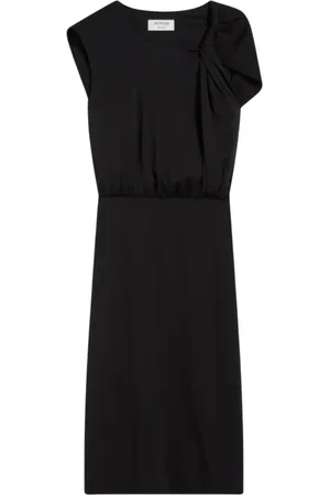 Sportmax Sukienki, Kobieta, Czarny, M, Asymetryczna sukienka jedwabna