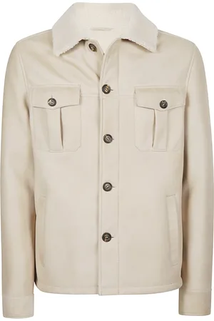 ELEVENTY Kurtki, Mężczyzna, Beżowy, 3XL, Skóra, Kurtka koszulowa z kożucha Shearling