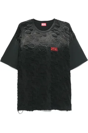 Diesel Koszulki, Mężczyzna, Czarny, M, Bawełna, Czarny T-shirt z nadrukiem logo z okrągłym dekoltem