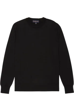 Brooks Brothers Swetry, Mężczyzna, Czarny, M, Bawełna, Sweter z okrągłym dekoltem z bawełny Supima