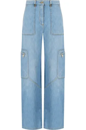 Elisabetta Franchi Jeansy, Kobieta, Niebieski, W28, Denim, Jasnoniebieskie Jeansyy Cargo