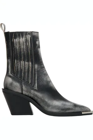 Estro Buty, Kobieta, Czarny, 40 EU, Skóra, Damskie czarne skórzane kowbojki vintage ze srebrnymi zdobieniami