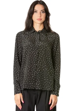 Max Mara Bluzki, Kobieta, Czarny, M, Jedwabna koszula w kropki